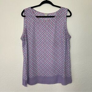 Talbots Sleeveless Blouse Tank Top Women’s Size XL Blue Pink Floral Flowy Shell